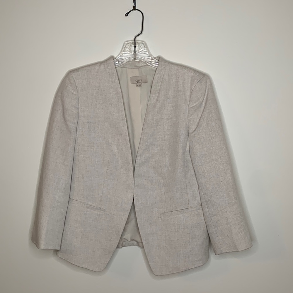 Off-white Linen ¾ Sleeve blazer petite